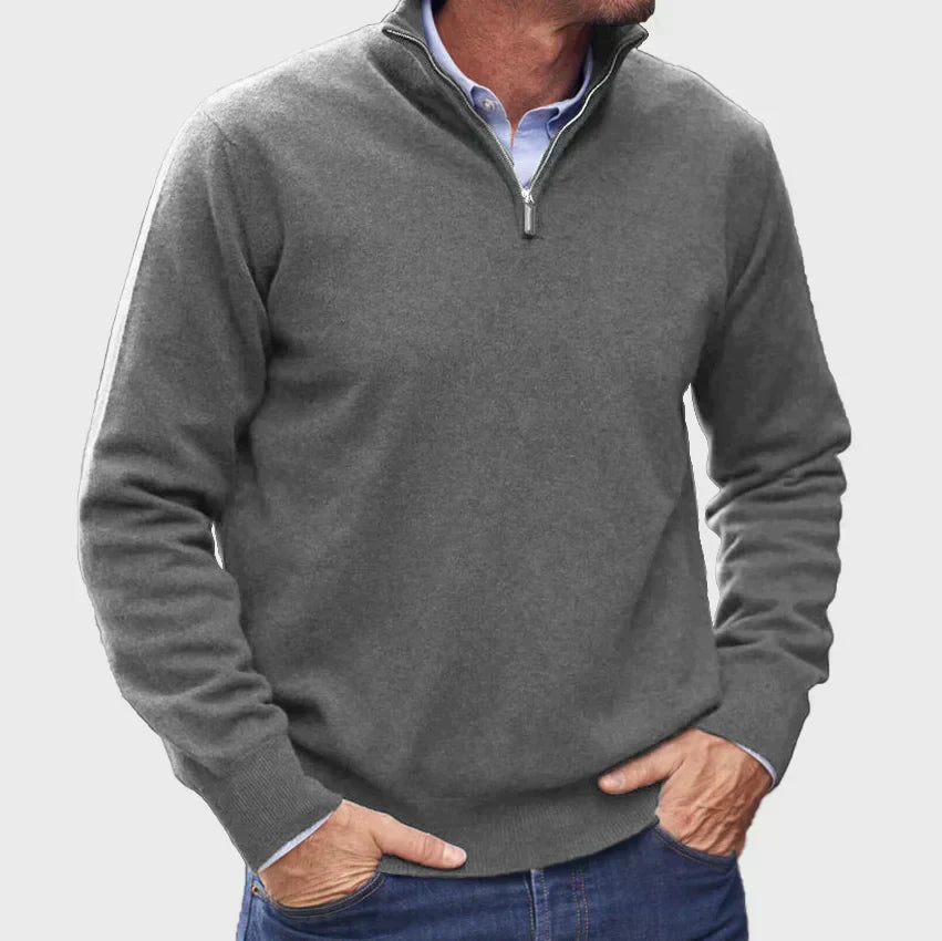 Herren - Pullover - Reinem Kaschmir - Reißverschluss - Eleganter Pullover für stilvolle Outfits