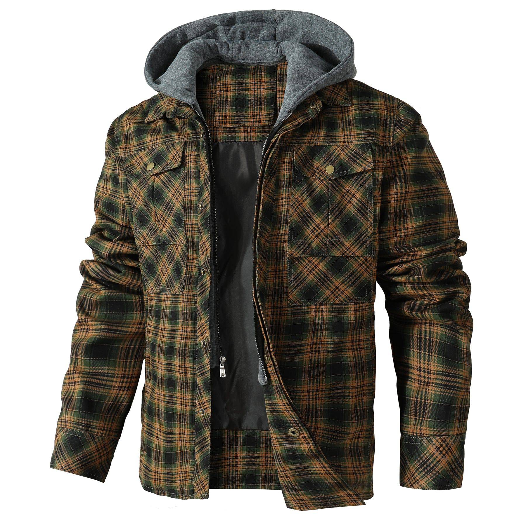 Herren - Flanelljacke mit Kapuze - Kuschelige Baumwollmischung - Ideal für Outdoor-Abenteuer