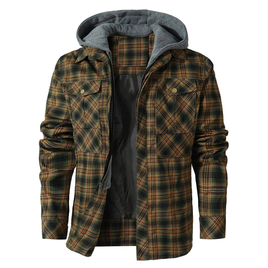 Herren - Flanelljacke mit Kapuze - Kuschelige Baumwollmischung - Ideal für Outdoor-Abenteuer