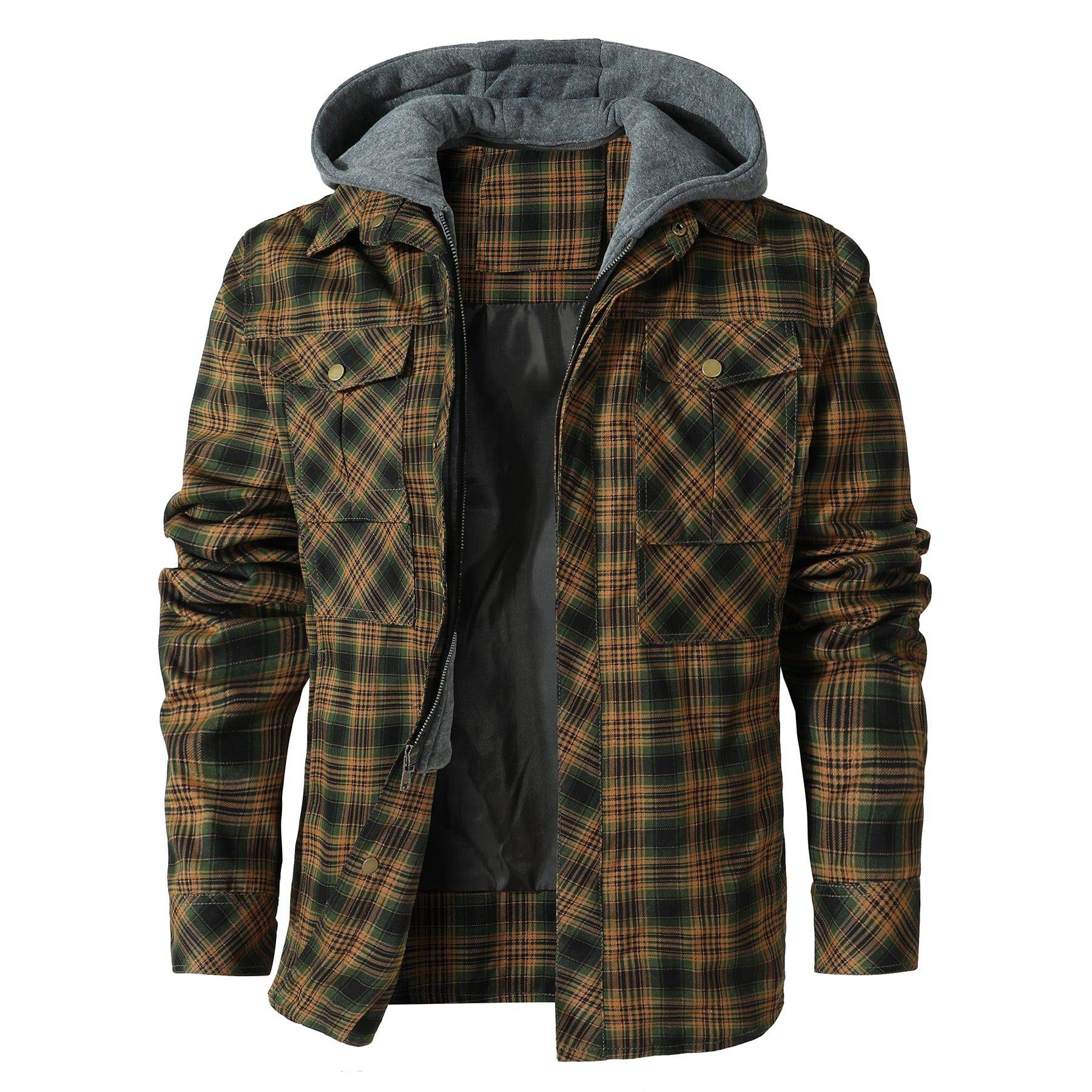 Herren - Flanelljacke mit Kapuze - Kuschelige Baumwollmischung - Ideal für Outdoor-Abenteuer