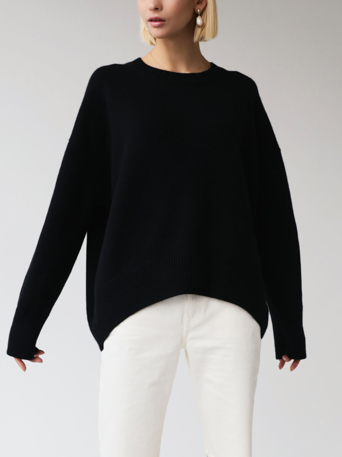 Damen - Zuckerwatte Übergroß Pullover - Gemütlicher Strick - Stylische Freizeitmode für jeden Tag