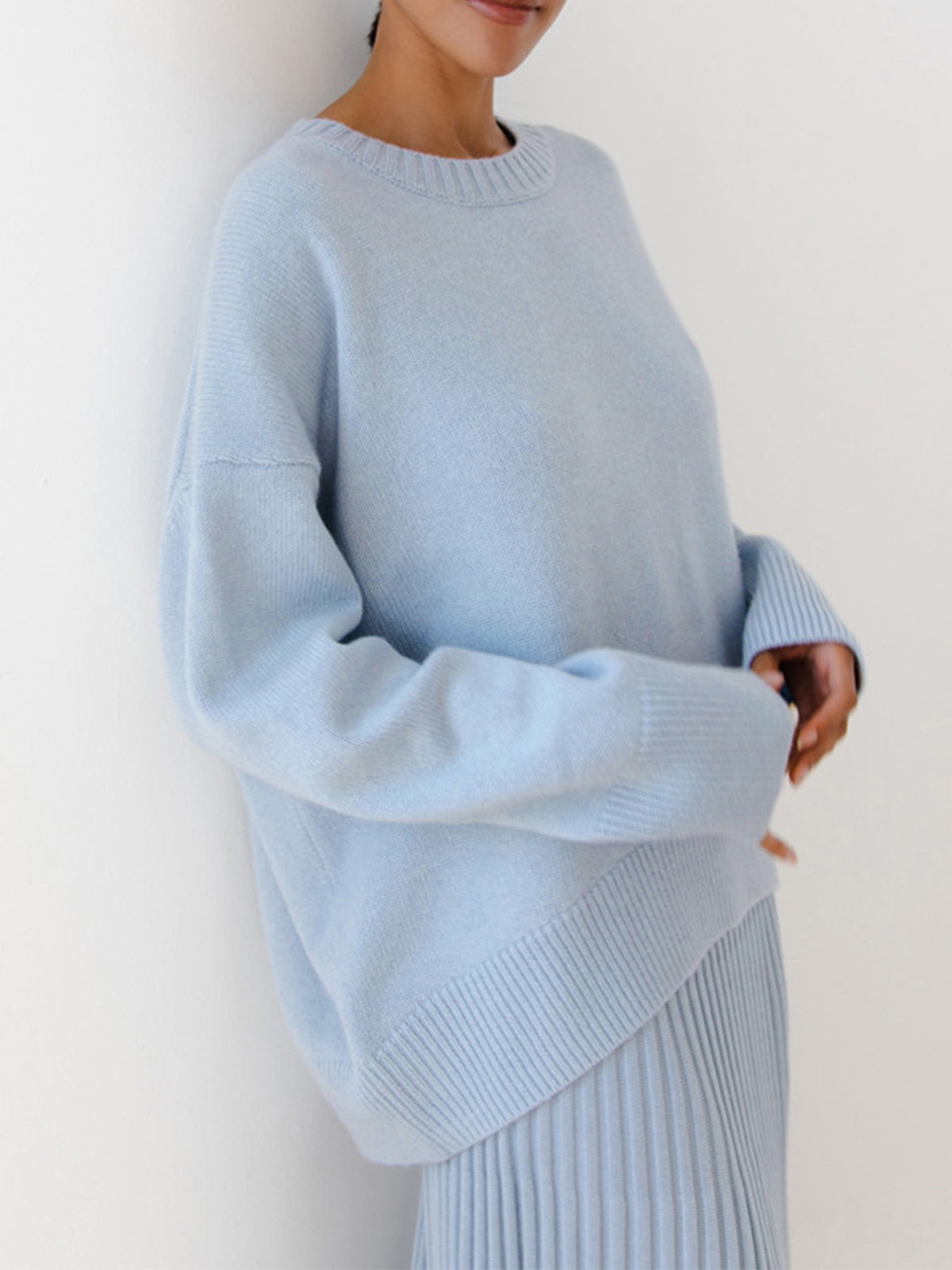 Damen - Zuckerwatte Übergroß Pullover - Gemütlicher Strick - Stylische Freizeitmode für jeden Tag