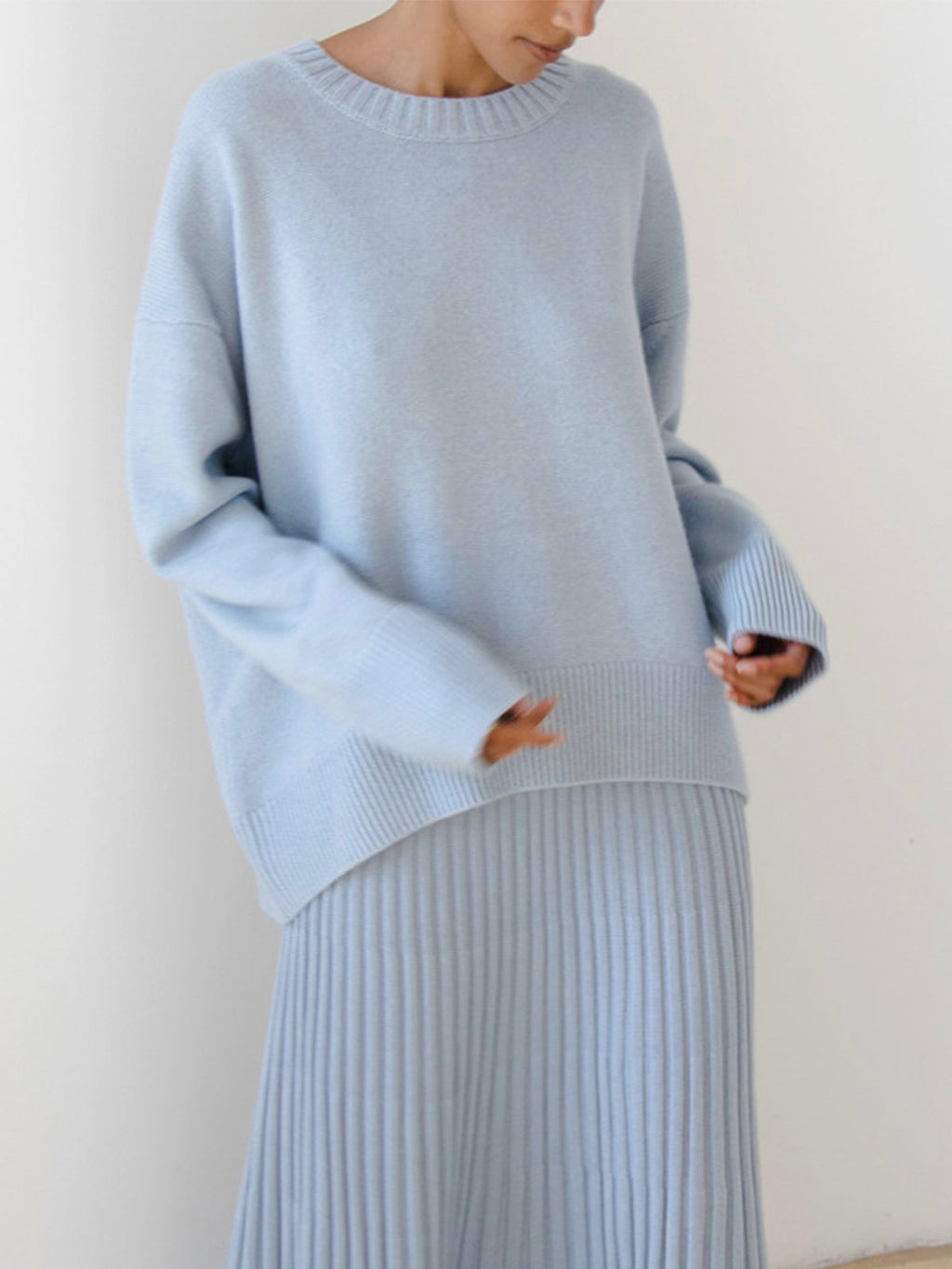Damen - Zuckerwatte Übergroß Pullover - Gemütlicher Strick - Stylische Freizeitmode für jeden Tag