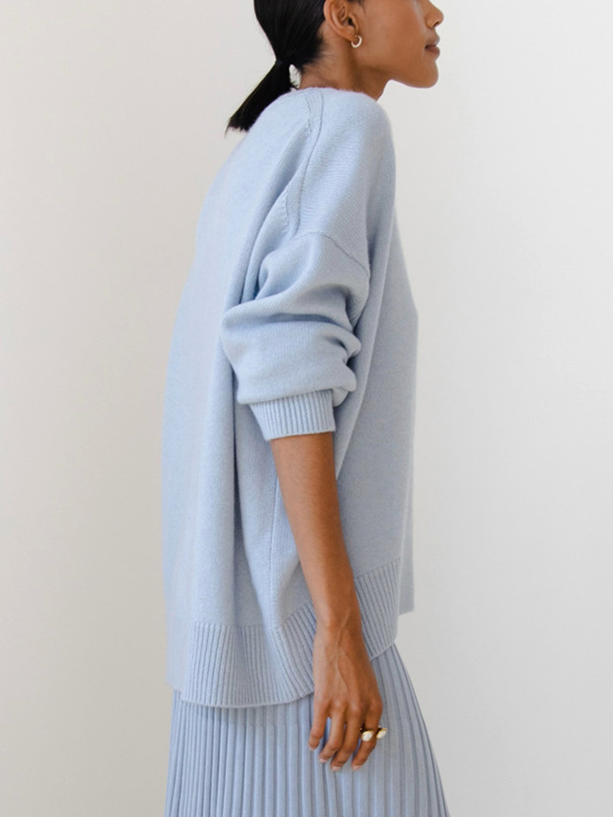 Damen - Zuckerwatte Übergroß Pullover - Gemütlicher Strick - Stylische Freizeitmode für jeden Tag
