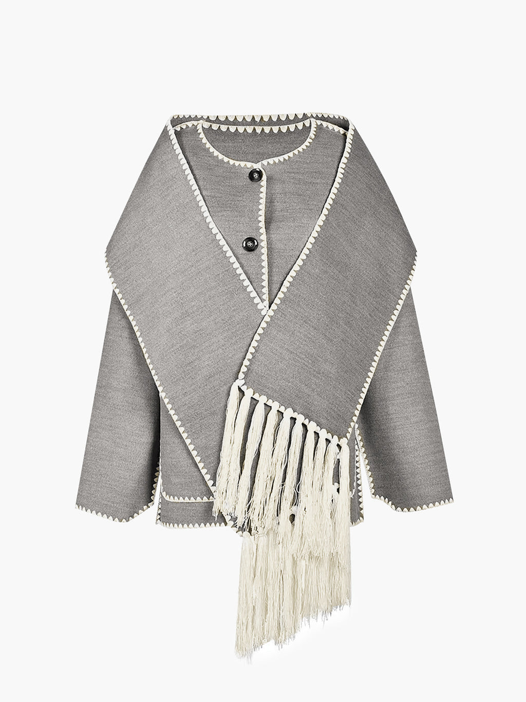 Damen - Jacke - Kontrastbesatz und Schal - Stilvolles, vielseitiges Outfit für jede Gelegenheit