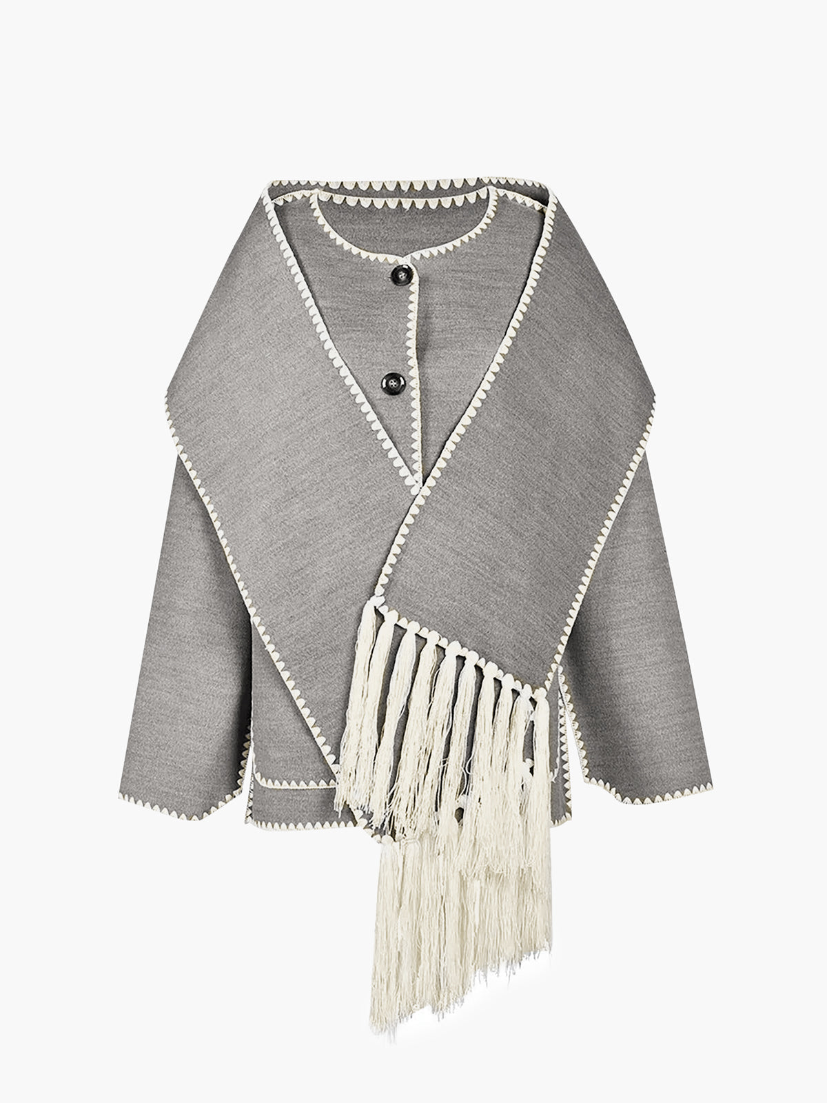 Damen - Jacke - Kontrastbesatz und Schal - Stilvolles, vielseitiges Outfit für jede Gelegenheit