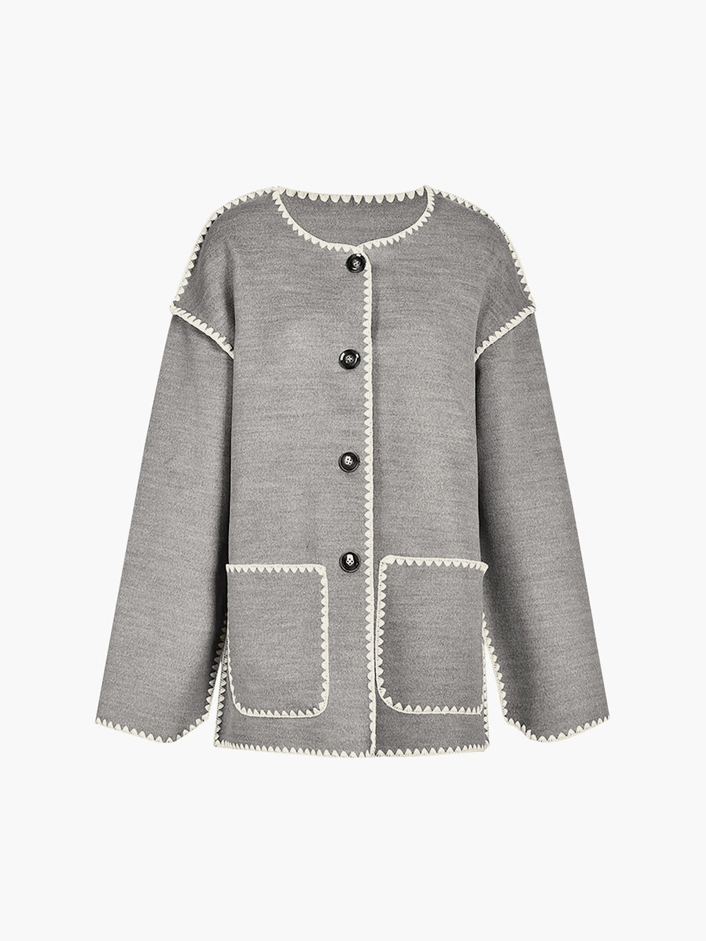 Damen - Jacke - Kontrastbesatz und Schal - Stilvolles, vielseitiges Outfit für jede Gelegenheit