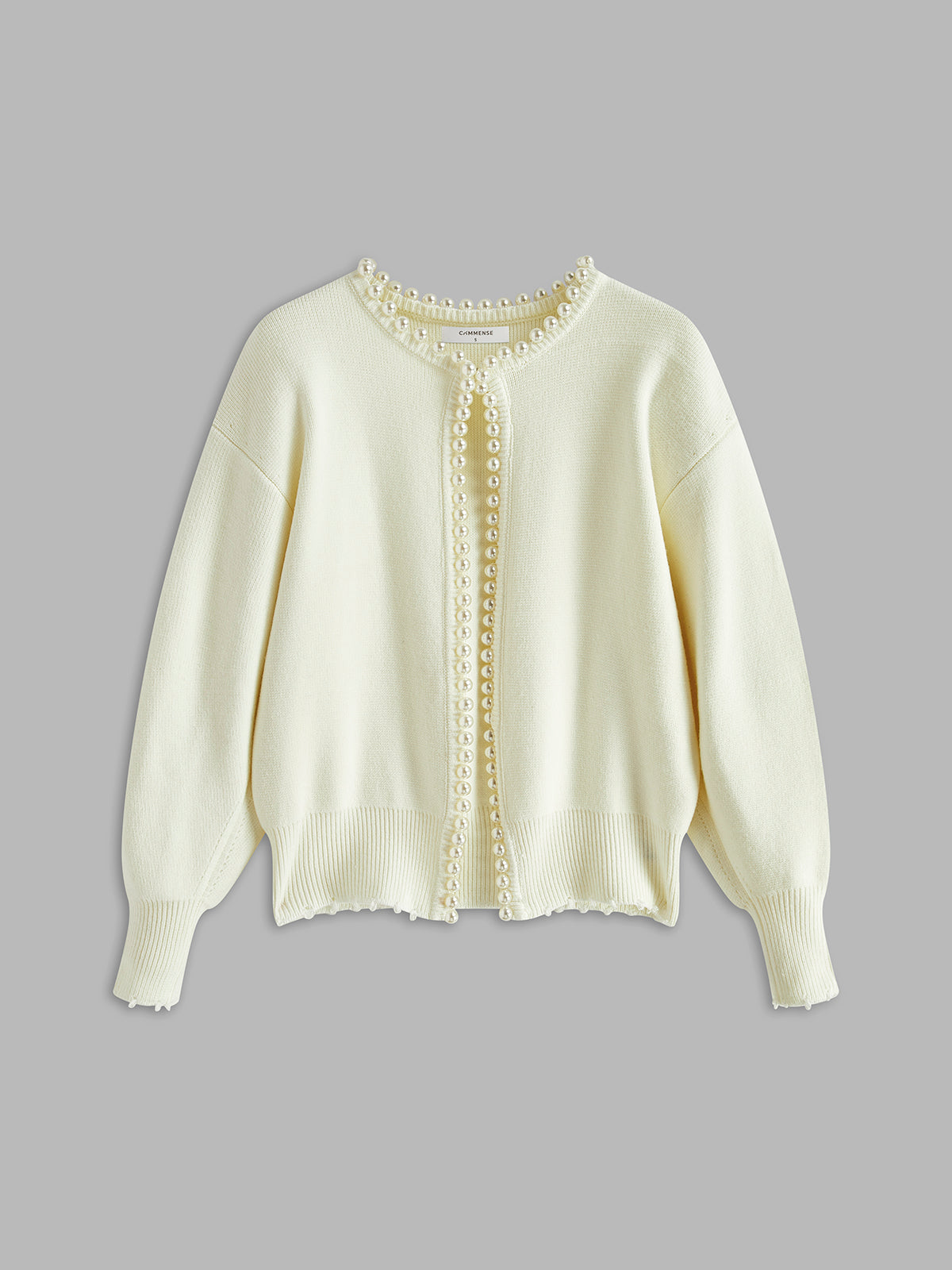 Damen - Cardigan - Perlenbesatz - Geripptem Saum - Stilvolles Layering-Essential
