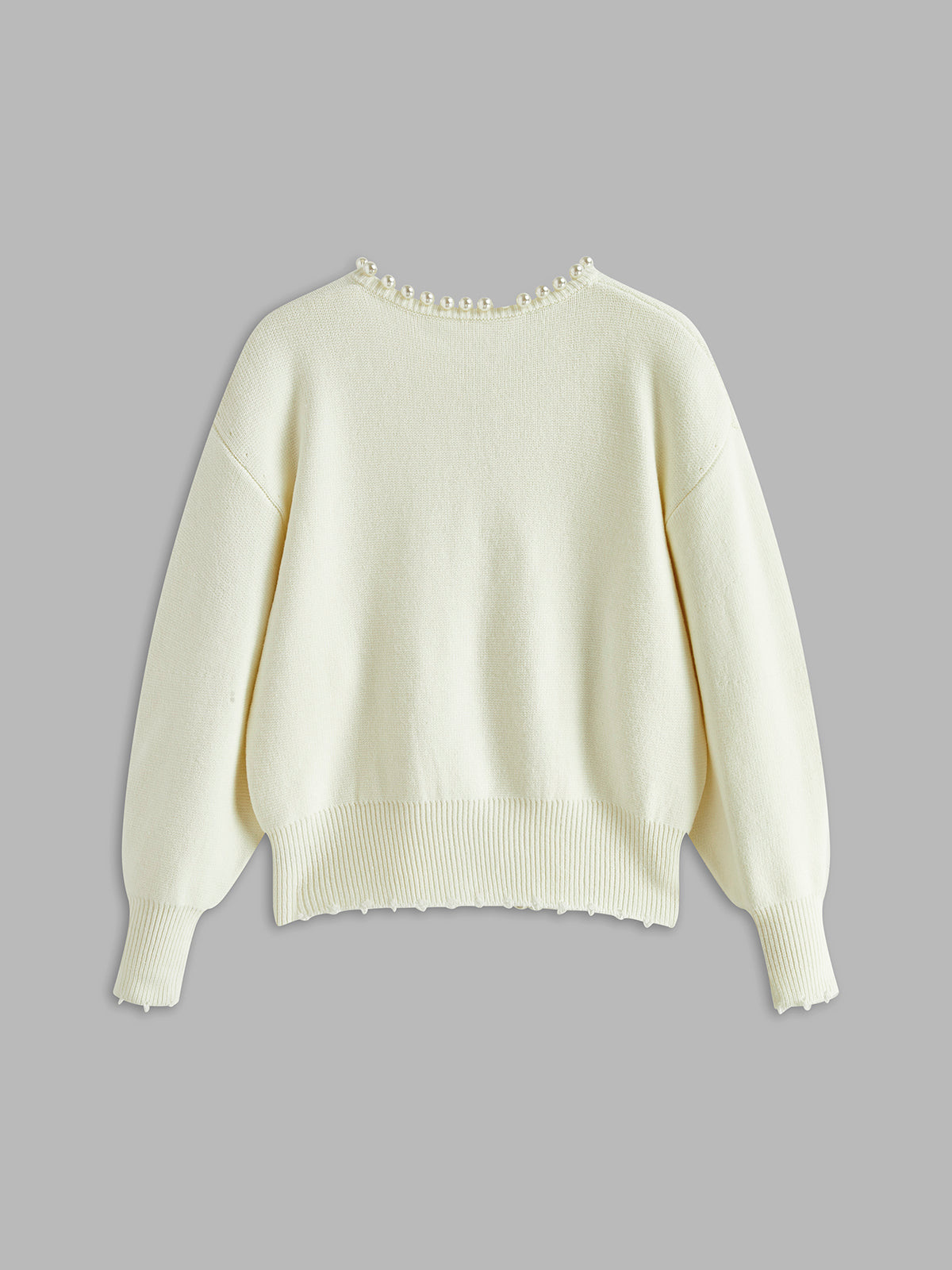 Damen - Cardigan - Perlenbesatz - Geripptem Saum - Stilvolles Layering-Essential