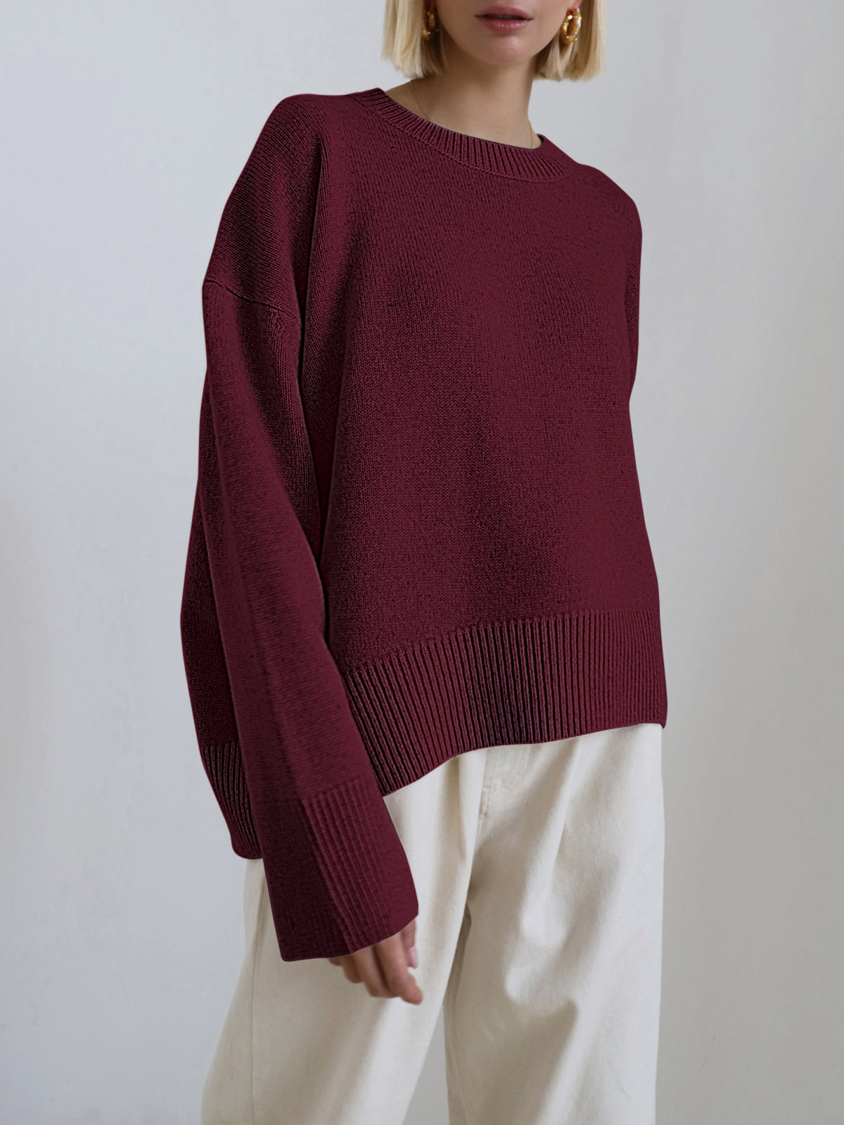 Damen - Zuckerwatte Übergroß Pullover - Gemütlicher Strick - Stylische Freizeitmode für jeden Tag