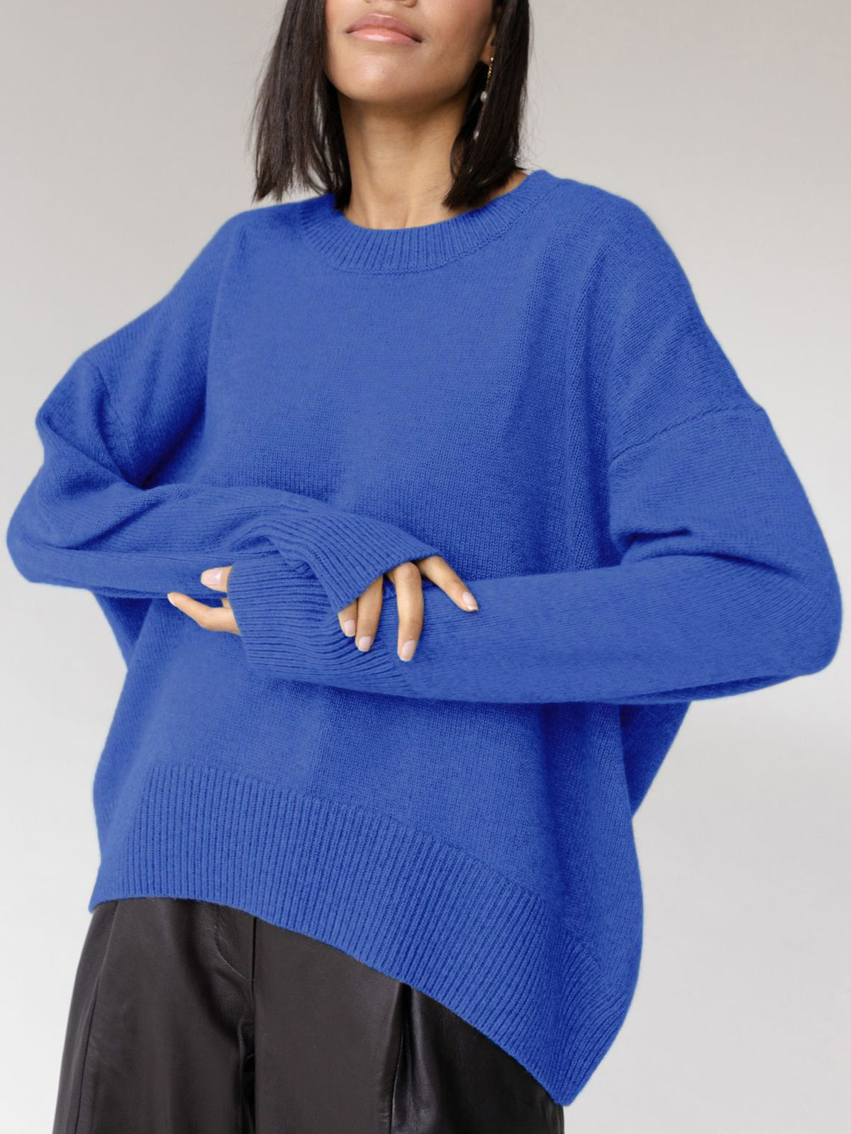 Damen - Zuckerwatte Übergroß Pullover - Gemütlicher Strick - Stylische Freizeitmode für jeden Tag