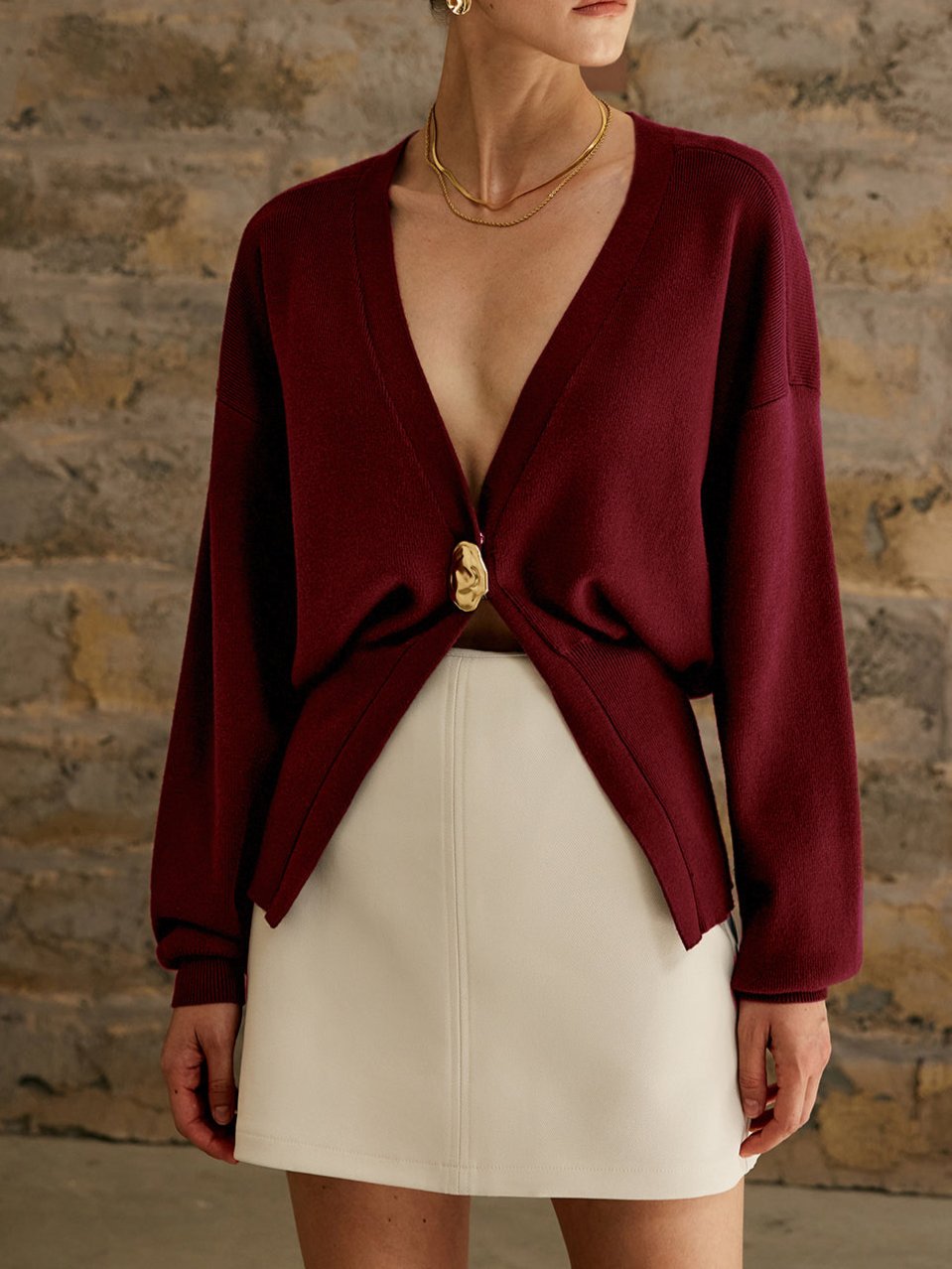 Damen - Elegante Strickjacke - Gemütlicher Strick mit Knopfverschluss für stilvolles Layering