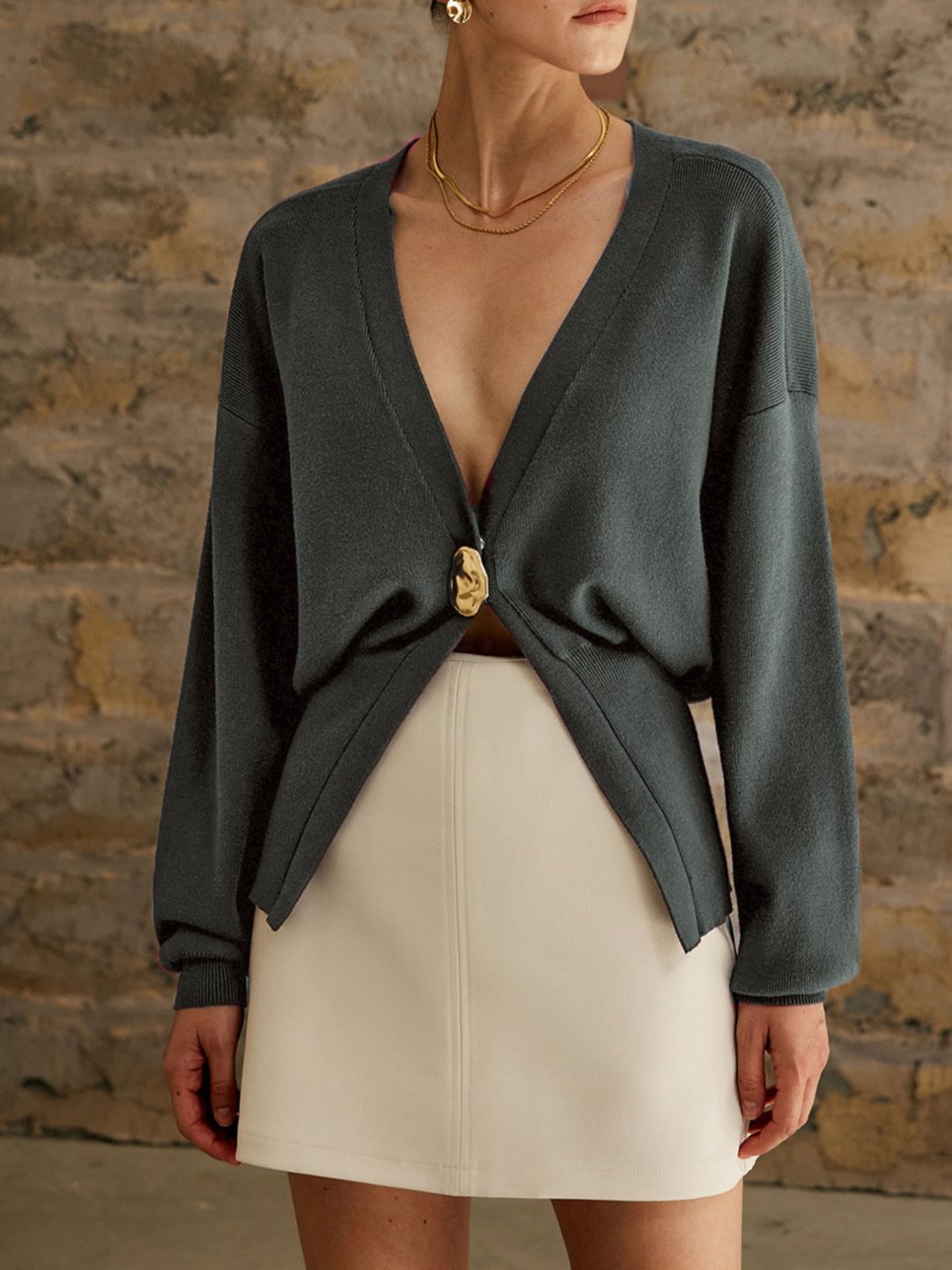 Damen - Elegante Strickjacke - Gemütlicher Strick mit Knopfverschluss für stilvolles Layering