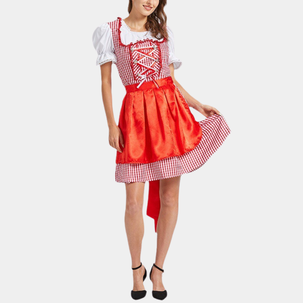 Damen Elegantes Rot Oktoberfest Dirndl Kleid