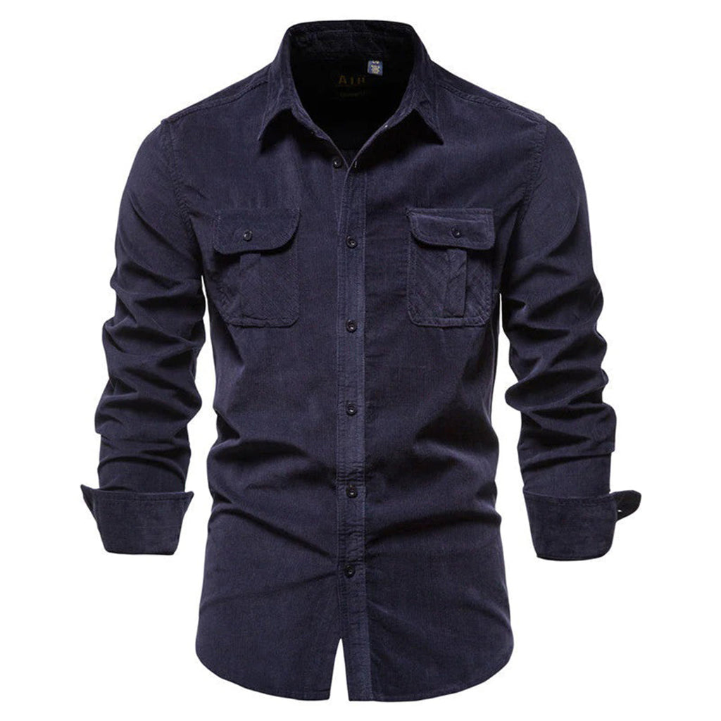 Herren - Casual Button-Up Twill Hemd - Atmungsaktivem Twill - Langarm aus Baumwolle für Arbeit & Alltag