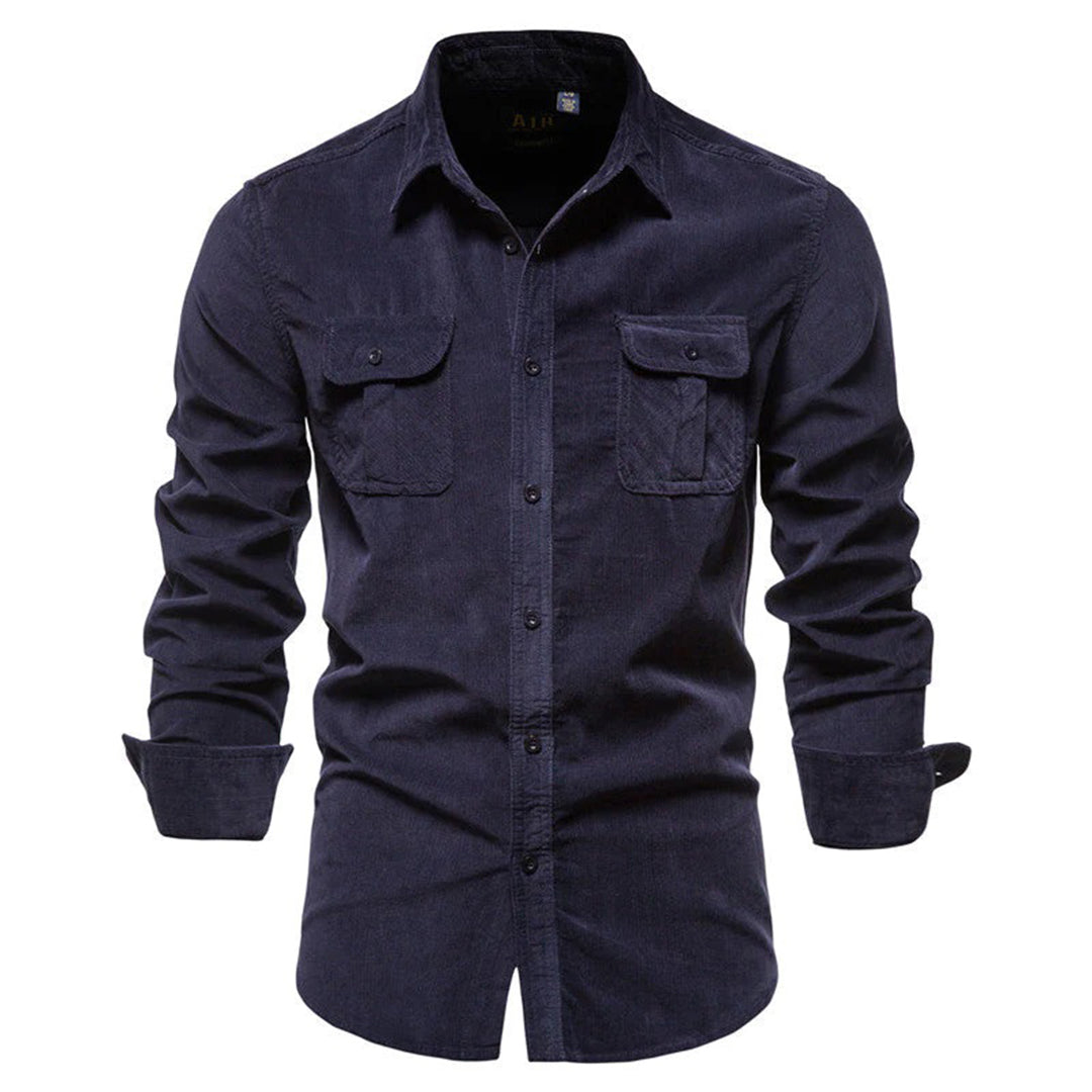 Herren - Casual Button-Up Twill Hemd - Atmungsaktivem Twill - Langarm aus Baumwolle für Arbeit & Alltag