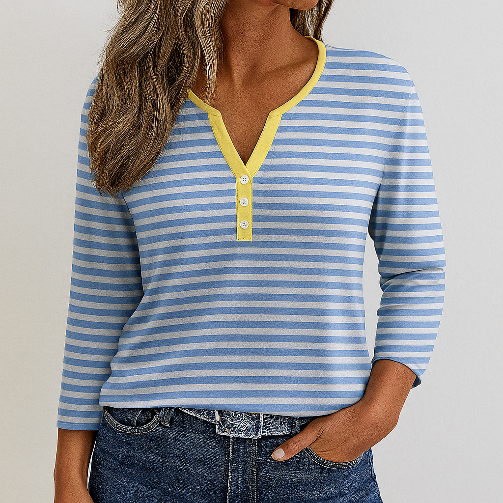 Damen - Lässiges V-Ausschnitt T-Shirt - Leichte Baumwolle - Komfort und Stil
