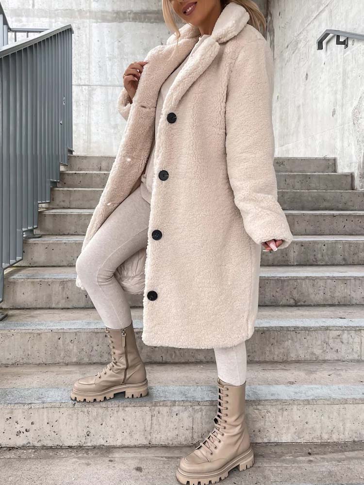 Damen - Teddy Mantel - Warme lange Oberbekleidung - Übergröße - Gemütlichen Stil
