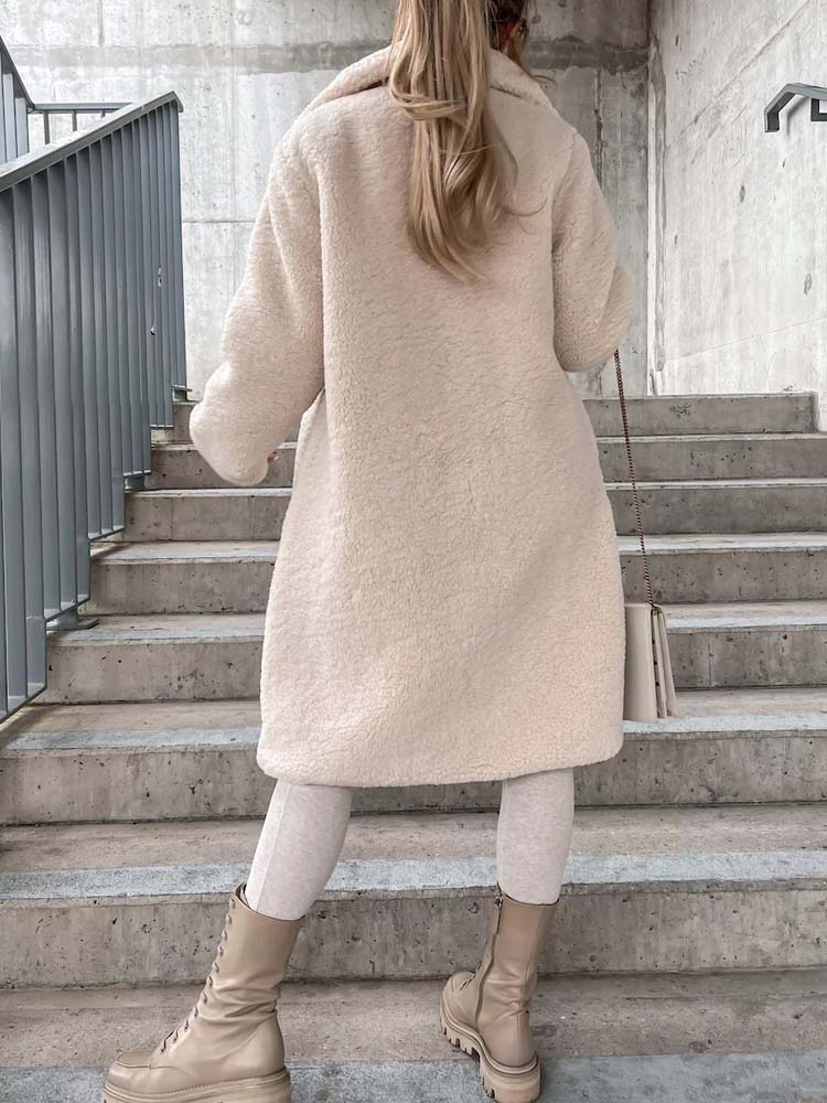 Damen - Teddy Mantel - Warme lange Oberbekleidung - Übergröße - Gemütlichen Stil
