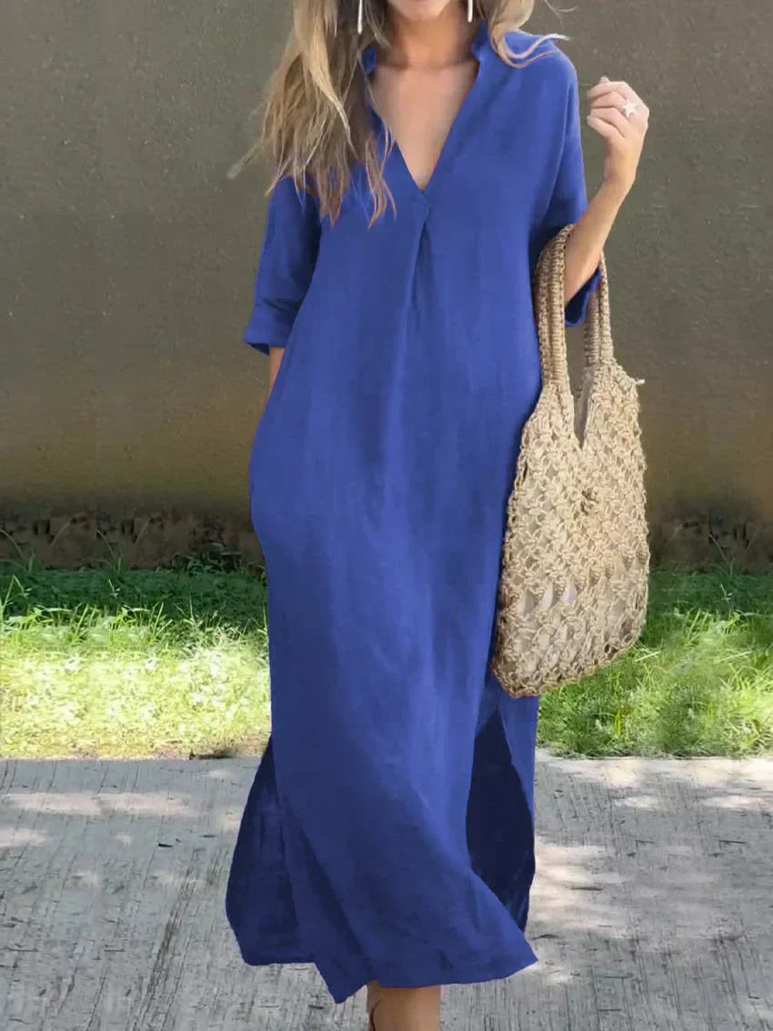 Damen - Elegantes kleid - V-Ausschnitt - Stilvolles Design & Bequeme Passform für jeden Anlass