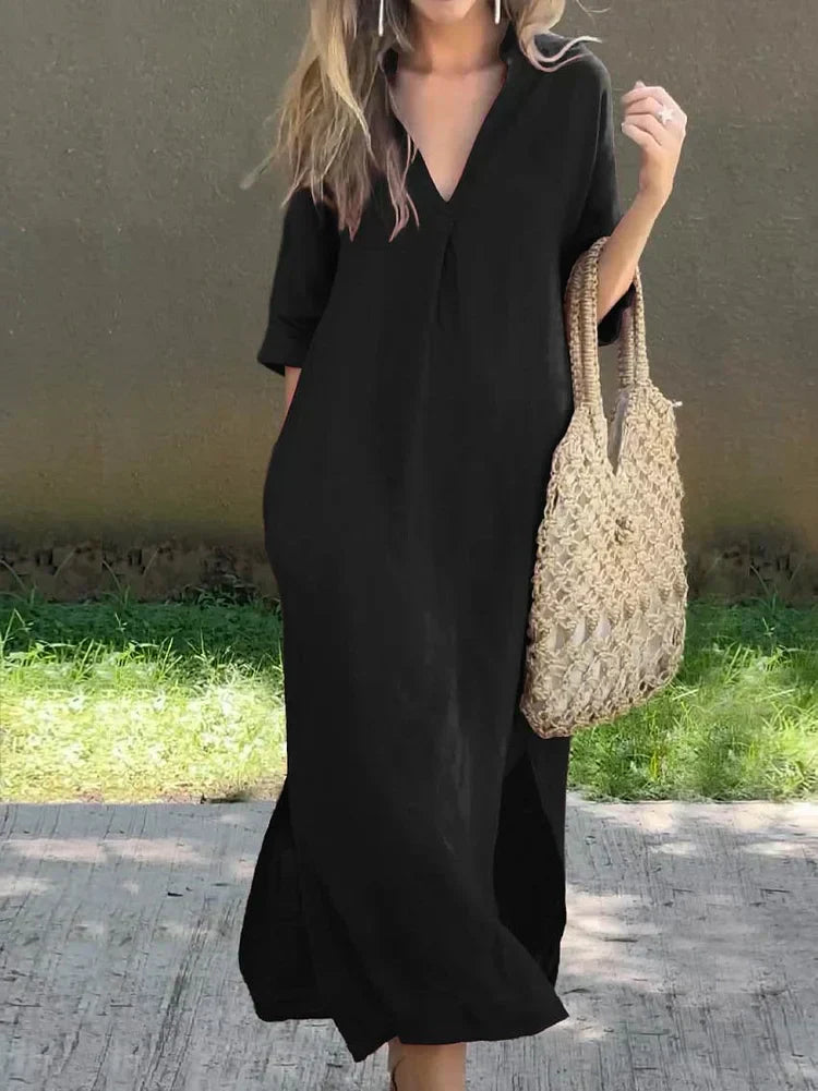 Damen - Elegantes kleid - V-Ausschnitt - Stilvolles Design & Bequeme Passform für jeden Anlass