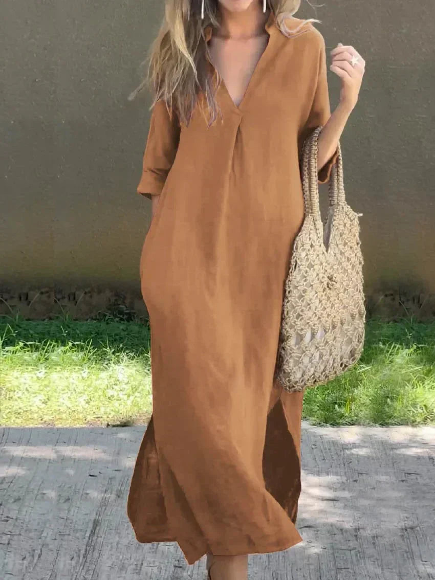 Damen - Elegantes kleid - V-Ausschnitt - Stilvolles Design & Bequeme Passform für jeden Anlass
