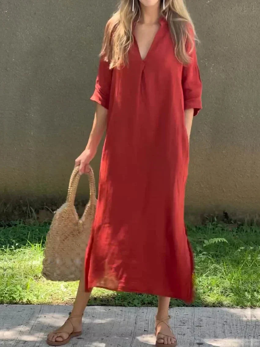 Damen - Elegantes kleid - V-Ausschnitt - Stilvolles Design & Bequeme Passform für jeden Anlass