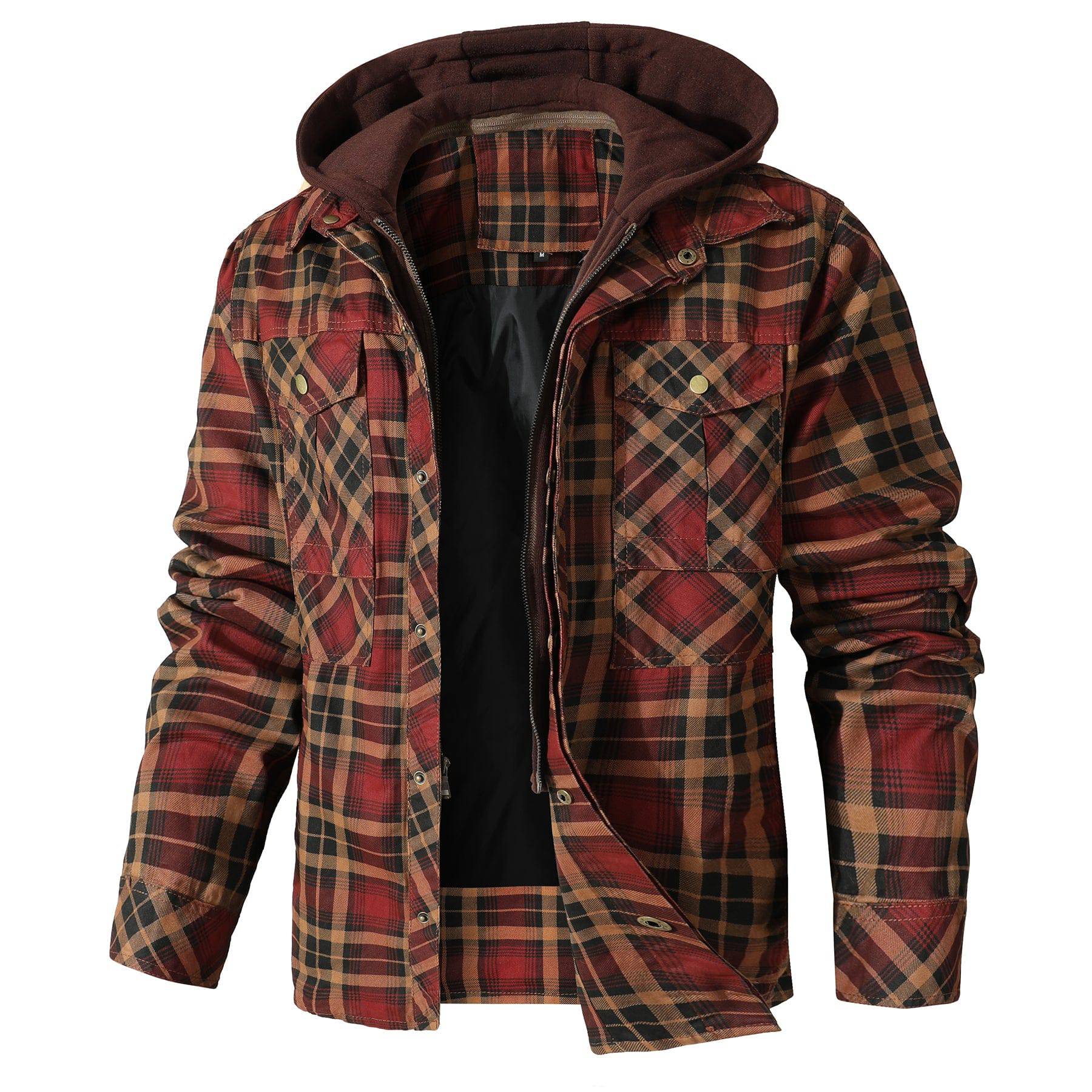 Herren - Flanelljacke mit Kapuze - Kuschelige Baumwollmischung - Ideal für Outdoor-Abenteuer