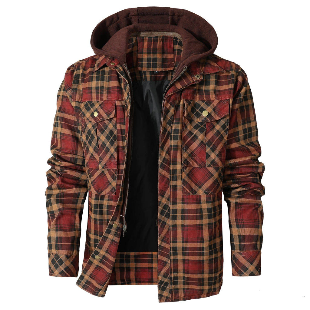 Herren - Flanelljacke mit Kapuze - Kuschelige Baumwollmischung - Ideal für Outdoor-Abenteuer