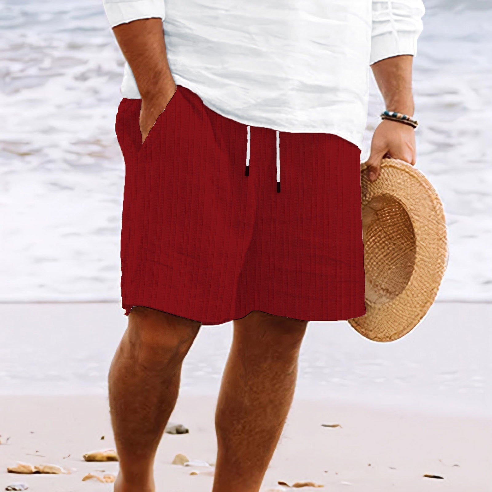 Herren - Cargo Shorts - Baumwoll Leinen Mischung - Ideal für Freizeit & Outdoor