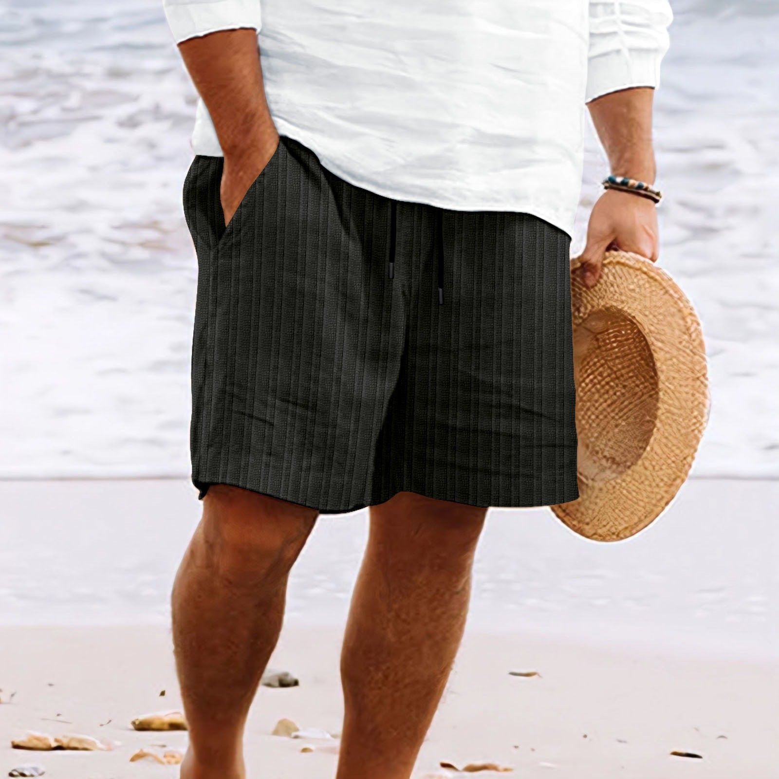 Herren - Cargo Shorts - Baumwoll Leinen Mischung - Ideal für Freizeit & Outdoor