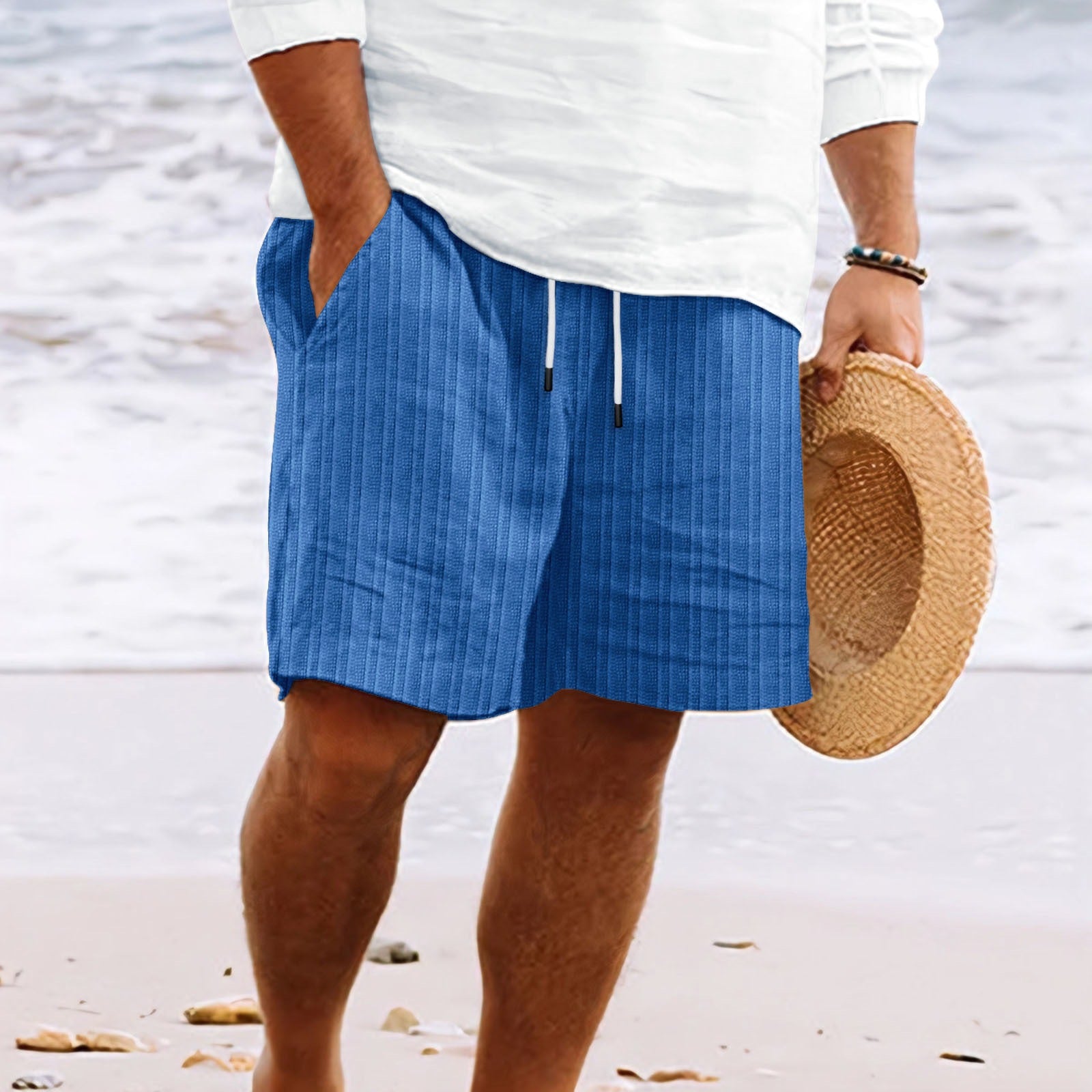 Herren - Cargo Shorts - Baumwoll Leinen Mischung - Ideal für Freizeit & Outdoor