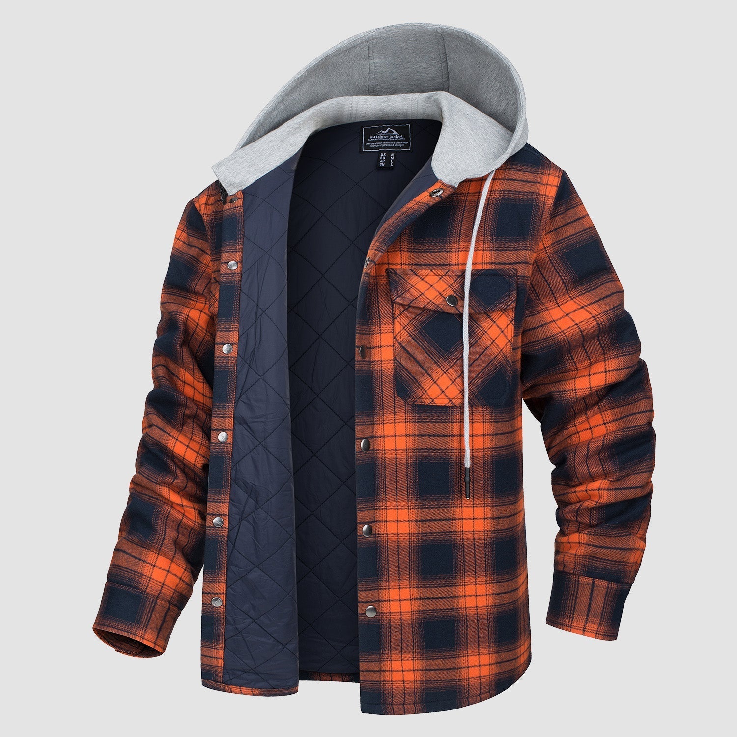 Herren - Gesteppte Flanelljacke mit Kapuze - Baumwolle - Warmes Design für Casual Outerwear
