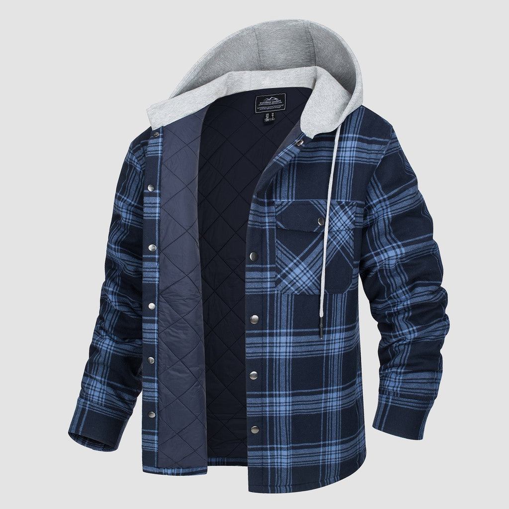 Herren - Gesteppte Flanelljacke mit Kapuze - Baumwolle - Warmes Design für Casual Outerwear