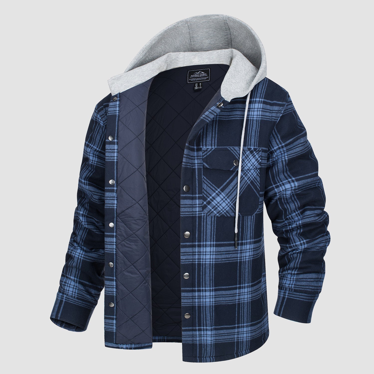 Herren - Gesteppte Flanelljacke mit Kapuze - Baumwolle - Warmes Design für Casual Outerwear
