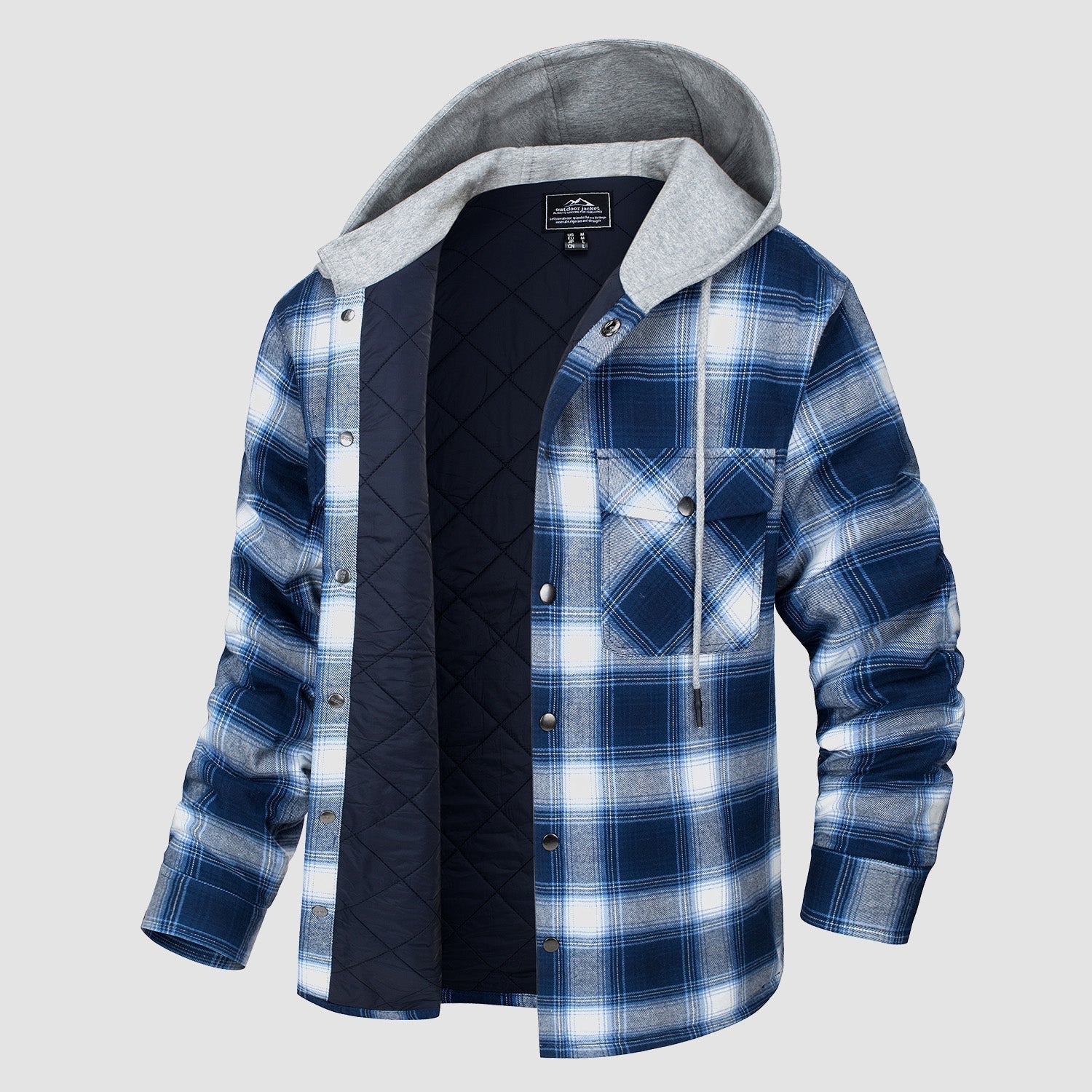 Herren - Gesteppte Flanelljacke mit Kapuze - Baumwolle - Warmes Design für Casual Outerwear