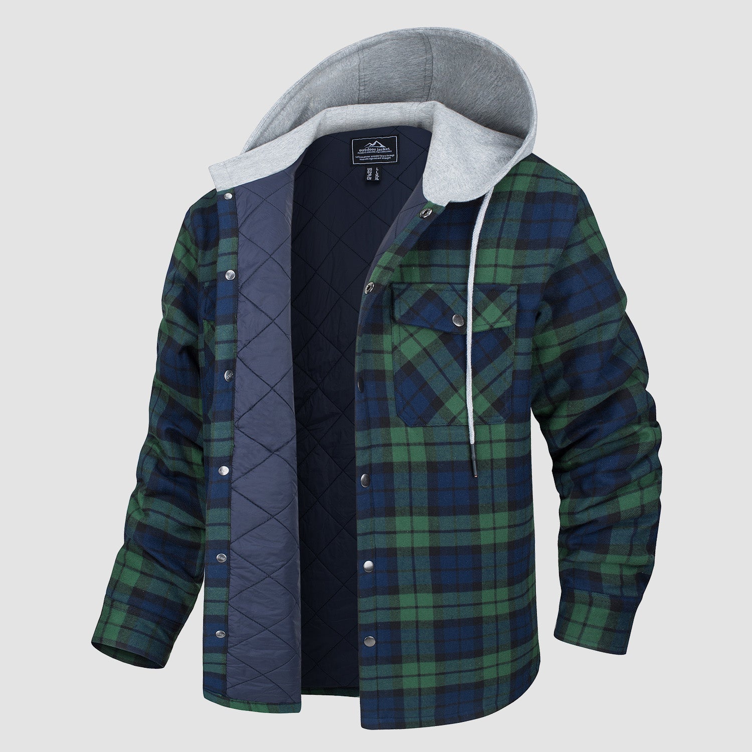 Herren - Gesteppte Flanelljacke mit Kapuze - Baumwolle - Warmes Design für Casual Outerwear