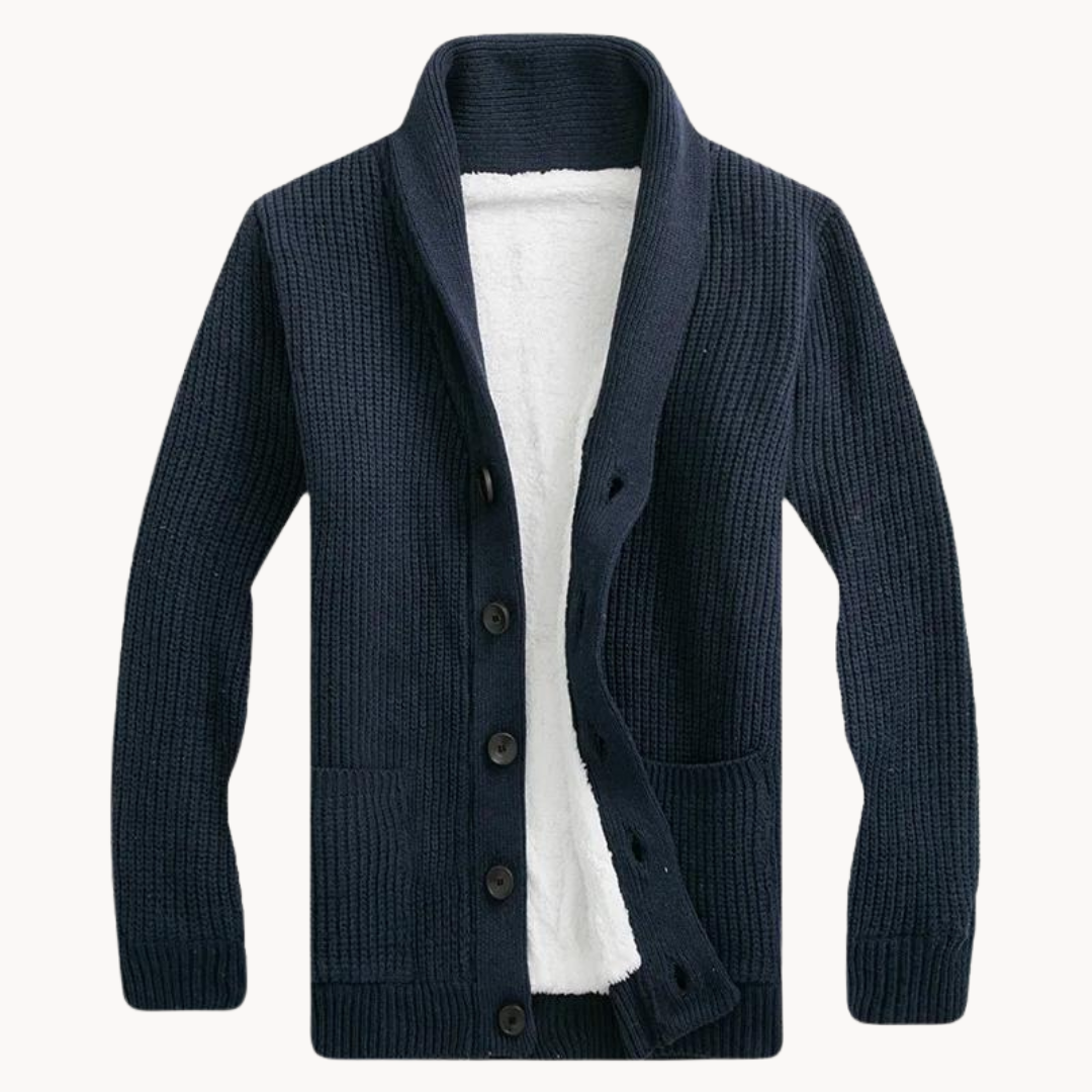 Herren - Schal-Kragen Cardigan - Fleece - Stylisches & Gemütliches Kleidungsstück für Vielseitige Looks