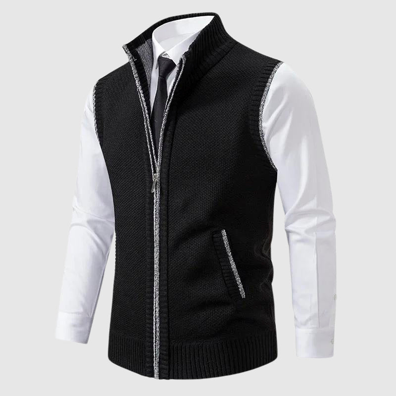 Herren - Pullover Weste - Wollmischung - Reißverschluss - Gemütlicher Strickstil für jeden Anlass