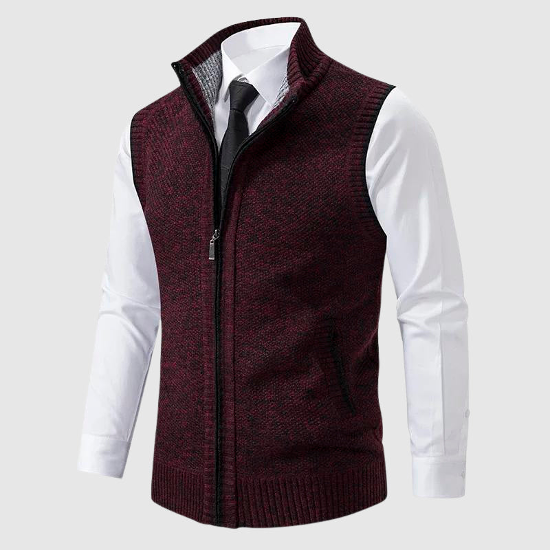 Herren - Pullover Weste - Wollmischung - Reißverschluss - Gemütlicher Strickstil für jeden Anlass