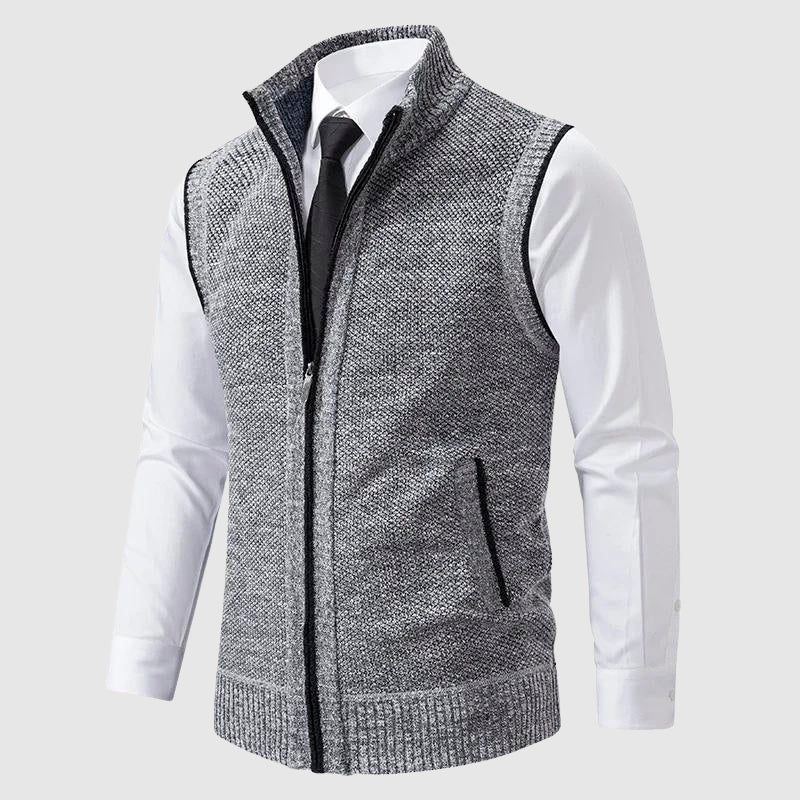 Herren - Pullover Weste - Wollmischung - Reißverschluss - Gemütlicher Strickstil für jeden Anlass