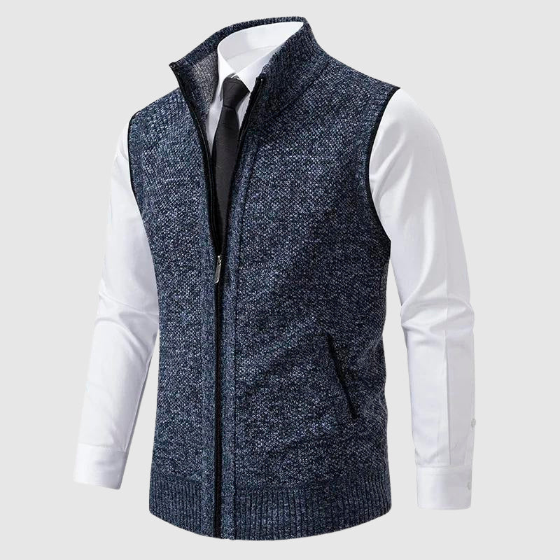 Herren - Pullover Weste - Wollmischung - Reißverschluss - Gemütlicher Strickstil für jeden Anlass