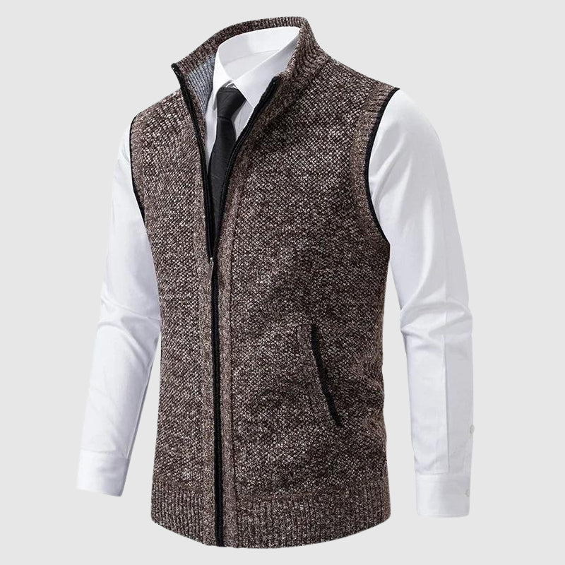 Herren - Pullover Weste - Wollmischung - Reißverschluss - Gemütlicher Strickstil für jeden Anlass