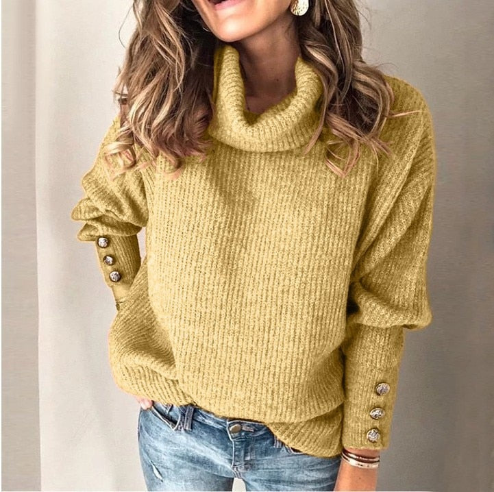 Damen - Rollkragenpullover - Dehnbarem Stoff - Leichter Strick - Minimalistischer Stil für jeden Anlass
