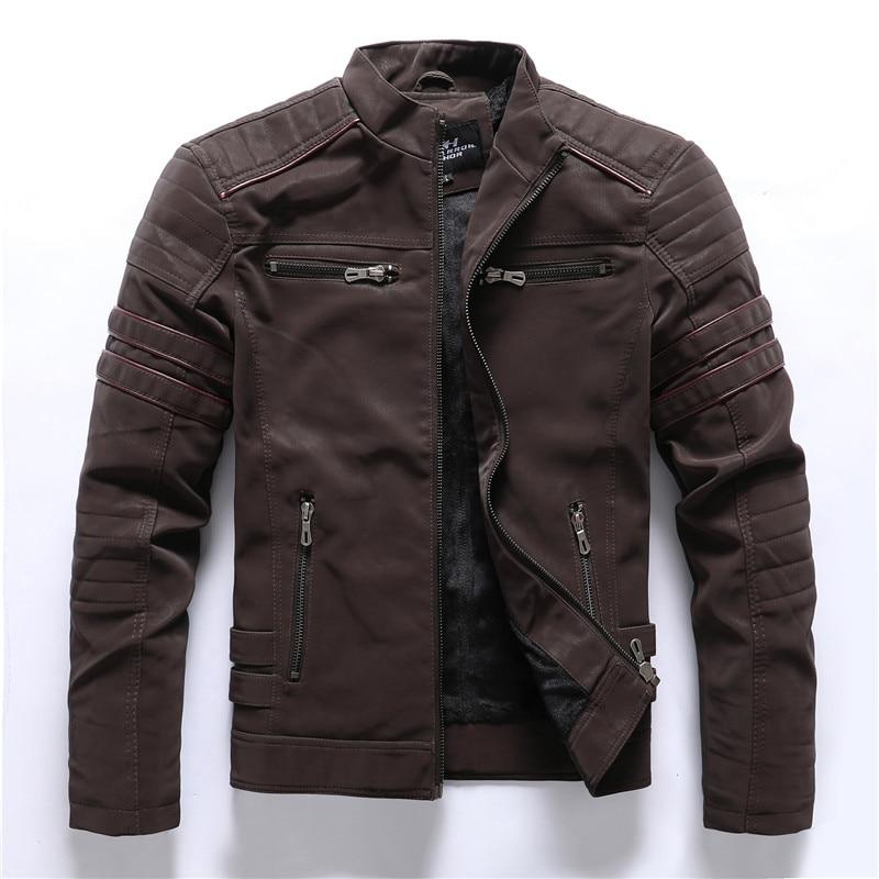 Herren - Motorradjacke - Hochwertigem Leder - Stehkragen - Stilvoller Begleiter für Biker