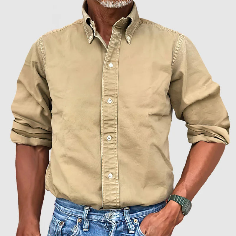 Herren - Langarmhemd - Baumwollstoff - Vintage Stil Ideal für jeden Anlass