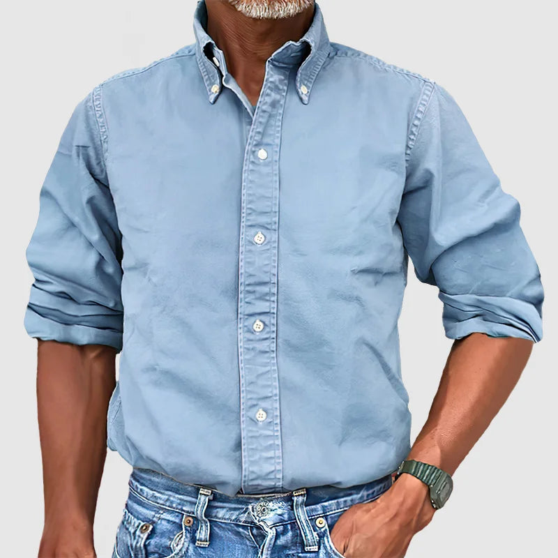 Herren - Langarmhemd - Baumwollstoff - Vintage Stil Ideal für jeden Anlass