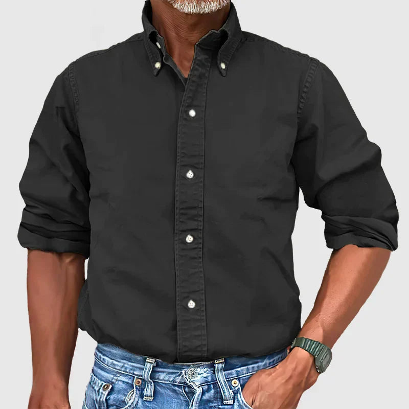Herren - Langarmhemd - Baumwollstoff - Vintage Stil Ideal für jeden Anlass