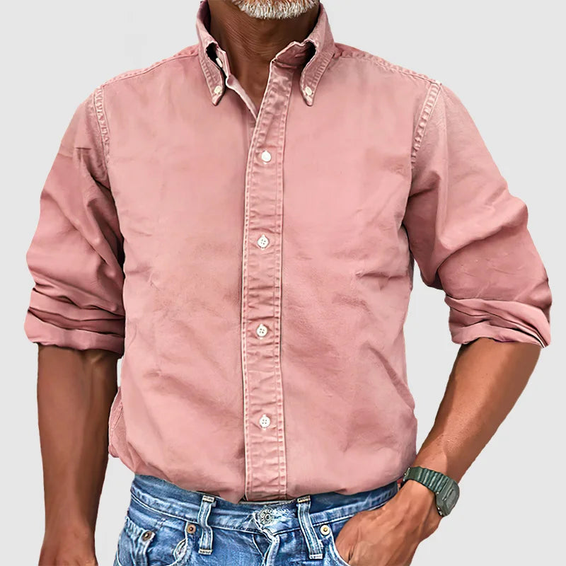 Herren - Langarmhemd - Baumwollstoff - Vintage Stil Ideal für jeden Anlass