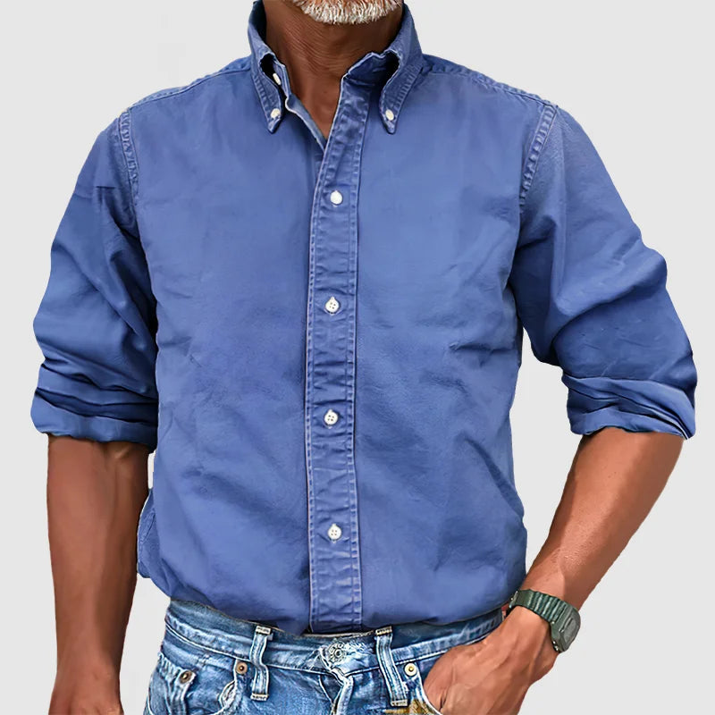 Herren - Langarmhemd - Baumwollstoff - Vintage Stil Ideal für jeden Anlass